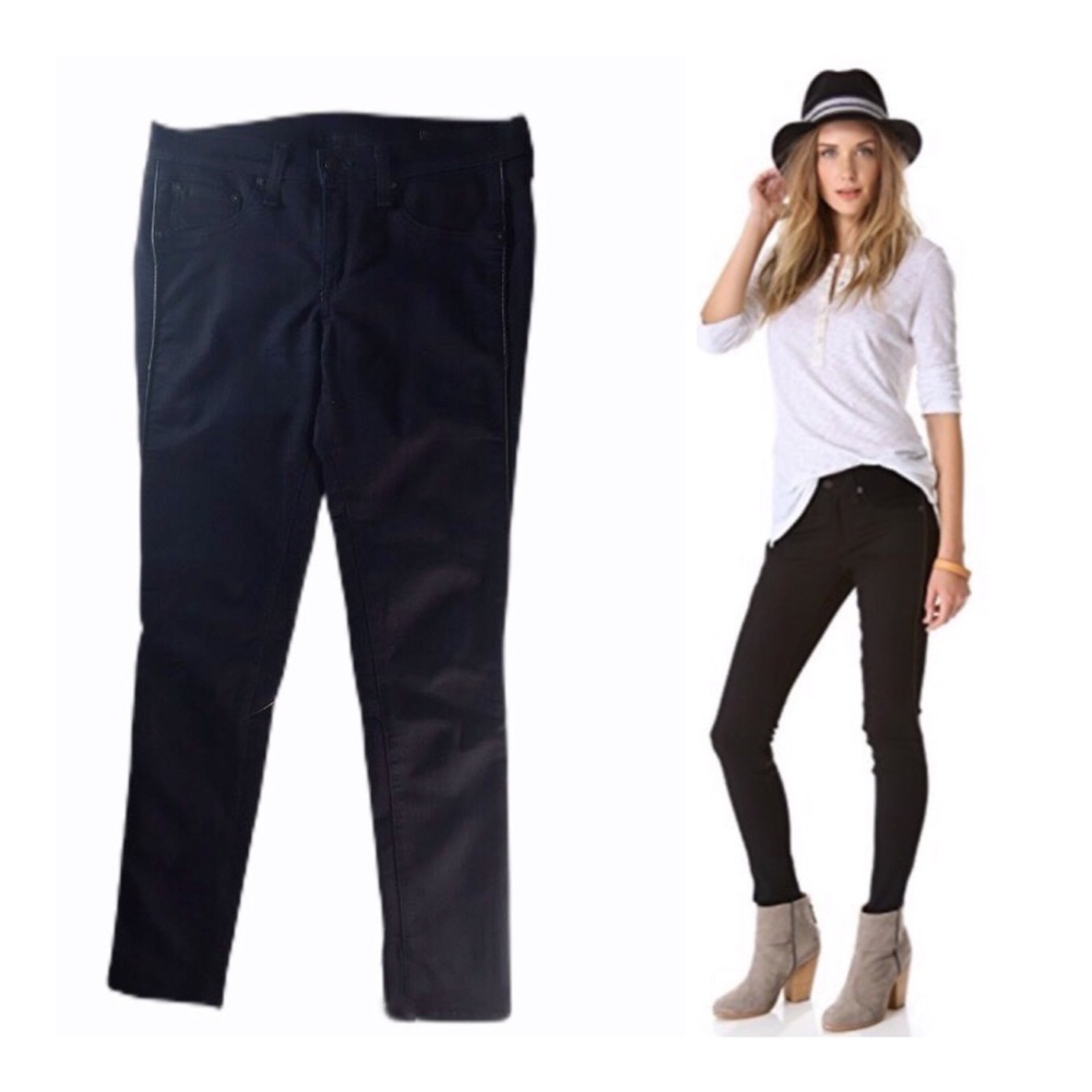 Rag & Bone The Bomber Legging Leather Trim Jeans